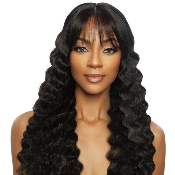 RCTD206 Brenna Mane Concept Lace Front Wig HD Transparent Curly Hair Bangs Crimp - Picture 1 of 5
